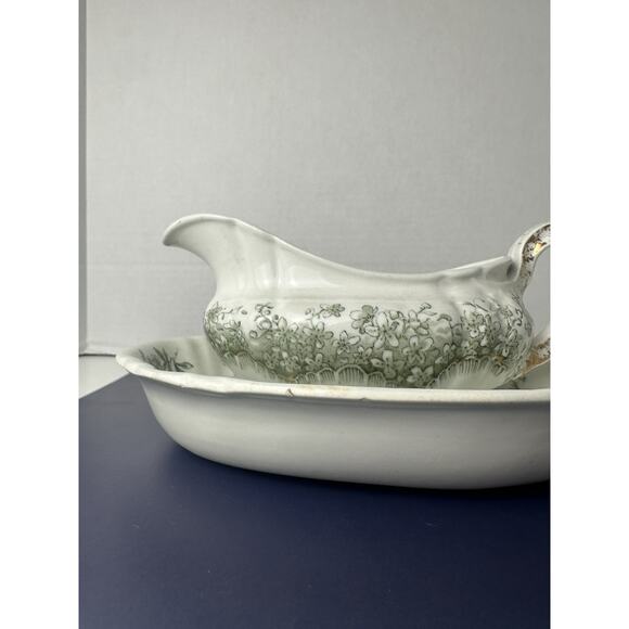 John Edwards Porcelaine de Terre Oval Serving Dish And Gravy Boat England - Picture 9 of 11